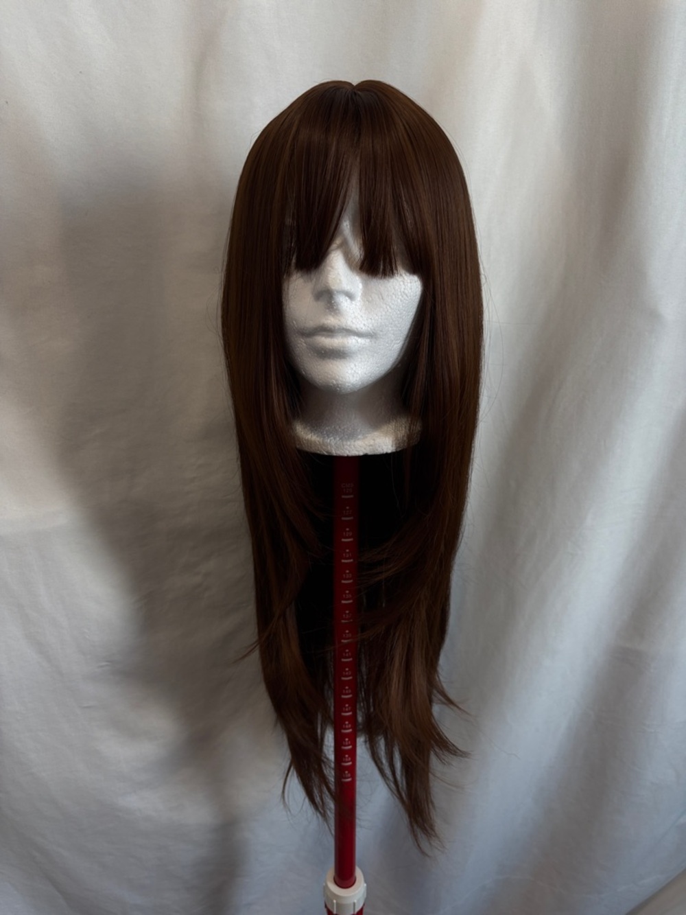 Long Straight Brown Wig with Fringe - Unbranded